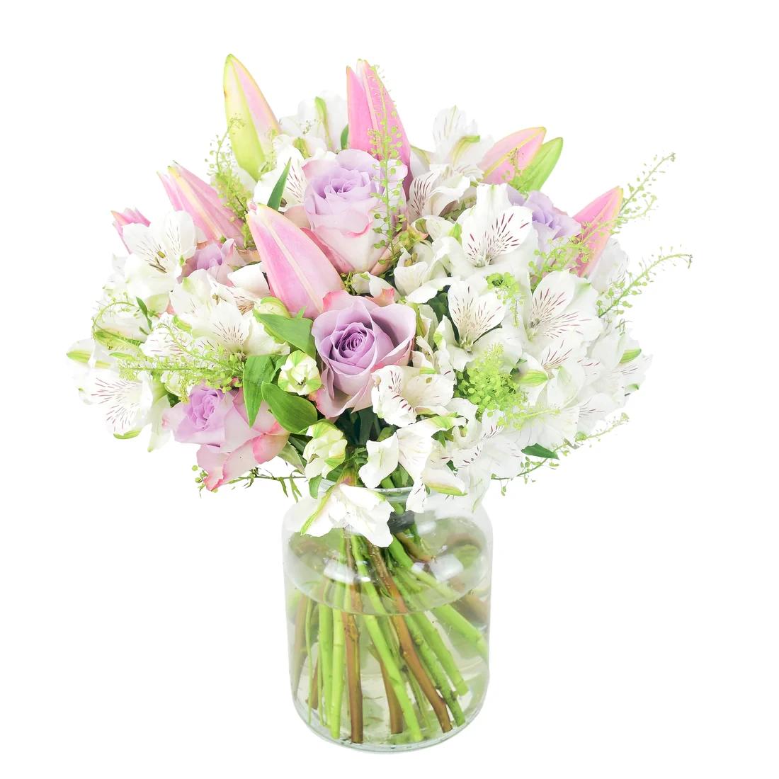 pastel colours flower arrangement in a vase - delivered by local florist