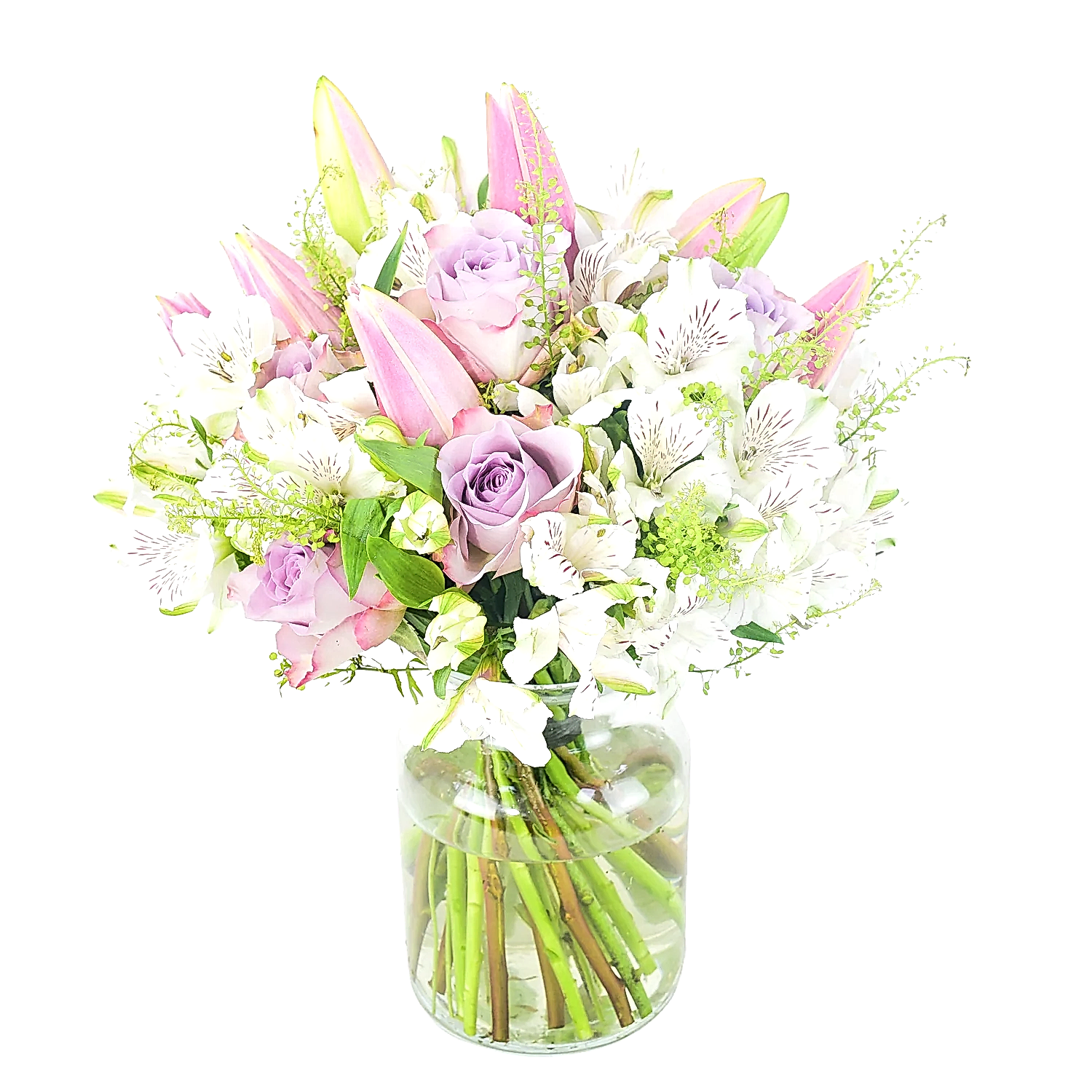 pastel colours flower arrangement in a vase - delivered by local florist