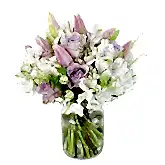 pastel colours flower arrangement in a vase - delivered by local florist